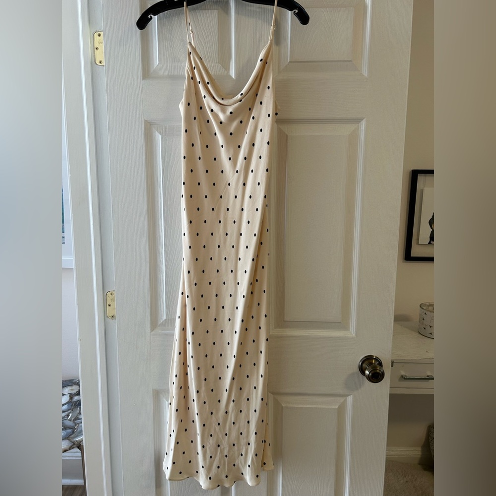 White Wedding Rehersal Dress - Polka dot white silky bridal dress! Worn once